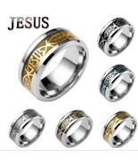 Stainless steel Ring with &quot;JESUS&quot; etched around - Various sizes and colo... - £3.87 GBP