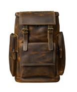 Vintage Crazy Horse Genuine Leather Backpack Men Leather Bagpack Climbin... - £330.80 GBP