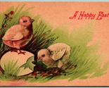 Baby Chicks Egg Happy Easter Sepia UNP 1909 DB Postcard F8 - £3.12 GBP