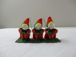 Vintage Christmas Cloth Bendable Santa Elf elves Ornaments  - £39.34 GBP