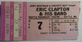 Eric Clapton Vintage 1981 Seattle Paramount Ticket Stub + 1 Inch Metal B... - $14.95