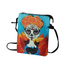Day of the Dead Sugar Skull Mexican Woman Zippered Crossbody Bag - £12.77 GBP