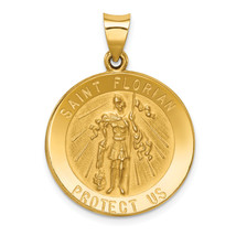 14k Polished and Satin St Florian Medal Hollow Pendant XR1319 - $10,438.04 MXN