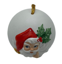 Vintage Santa Claus Ceramic Holiday Ornament Bulb Enesco Round 02353 - £10.93 GBP