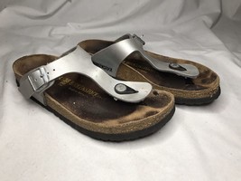 Birkenstock Gizeh Silver Sandal Slip On Thong Women&#39;s Size: 38 245 L7 M5... - $22.39