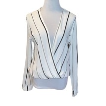 HONEY PUNCH WOMEN WHITE BLACK STRIPED WRAP BLOUSE STYLE T1758C SIZE SMAL... - $6.63