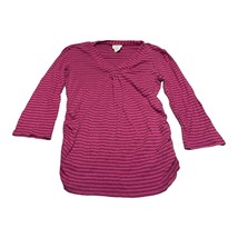 Oh Baby by Motherhood Blouse Top Women Small Pink Striped Surplice Neck Pullover - £13.95 GBP