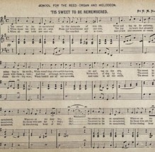 1875 Tis Sweet To Be Remembered Victorian Sheet Music Reed Organ Melodeo... - £23.59 GBP