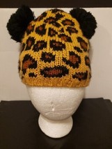 Betsey Johnson Leopard Hat Winter Cap Snow Beanie Ears 100% Acrylic One Size - £16.02 GBP