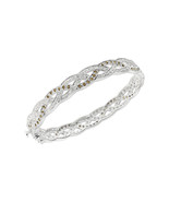 Beautifully Braided Sterling Silver Brown and White Cubic Zirconia Bracelet - £38.55 GBP