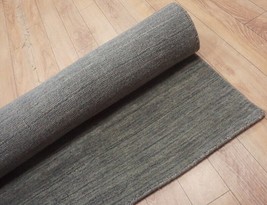 Handmade Wool Ash Color Rectangle Area Rug For Living Room Hall 5ft x 8ft - £468.63 GBP
