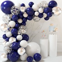 135 Pcs Navy Blue Silver Balloon Garland Arch Kit 5 10 12 18 Inches Royal Blue S - £15.97 GBP