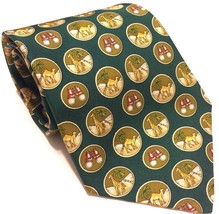 Salvatore Ferragamo Green Safari Silk Tie Camels Binoculars Giraffe Zoo ... - $118.79