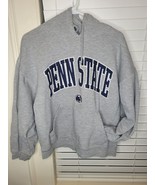 Vintg Penn State Gray Hoodie Sweatshirt L Embroidered pockets Spell out. - $30.69