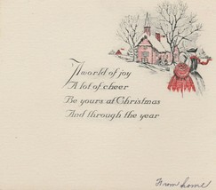 Vintage Christmas Card Couple Walks to Church in Snow 1920&#39;s Old Fashioned - £6.23 GBP