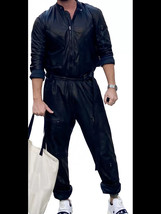 Blue Jumpsuit Lambskin Leather Genuine Zipper Handmade Fashionable Men P... - $210.38+