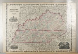 Johnson &amp; Browning 1860s Map of Kentucky/Tennessee - $264.83