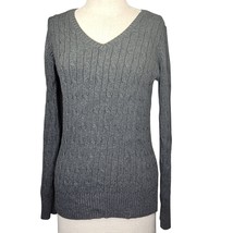 Gray Cotton Blend V Neck Sweater Size Small  - £19.38 GBP