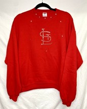 Women's St. Louis Cardinals Rhinestone Sweatshirt Size L Custom SKU 331 - £34.24 GBP