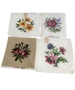 4 Cross Stitch Color Printed Patterns Floral 1 Finished 8x8 Squares Rose... - $15.39