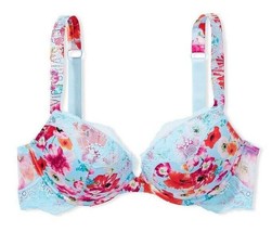 38C 38D Blue Poppy BLING LOGO Extreme Lift Victorias Secret VERY SEXY PU... - £39.15 GBP