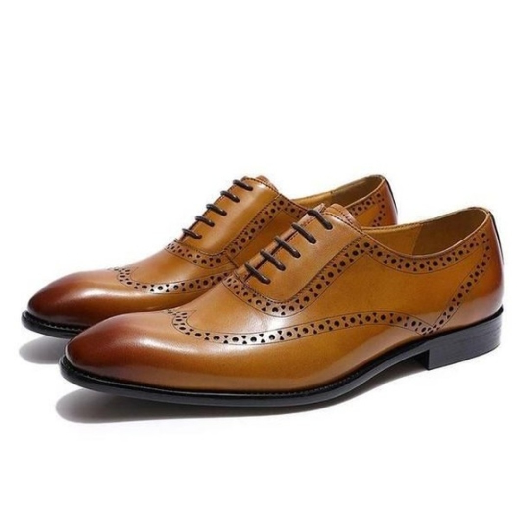 NEW  Handmade Lace Up brown Shoes, Men's Wing Tip Shoes, Men's Formal Leather Sh