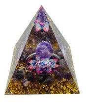 2 1/2&quot; Purple Moon With Lotus Orgonite Pyramid - £36.34 GBP