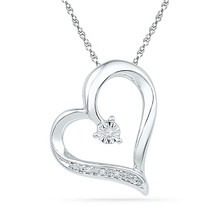 10kt White Gold Womens Round Diamond Heart Pendant .01 Cttw - £93.73 GBP