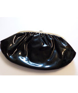 Vintage Black color Patent Leathe faux Vinyl Evening Clutch Purse - £31.65 GBP