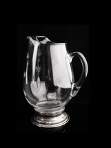 Antique sterling water pitcher / seamed etched pressed glass / vintage starburst - £191.99 GBP