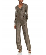 Donna Morgan Women&#39;s Metallic Knit Wrap Jumpsuit sz 0 new - $4,173.17 MXN