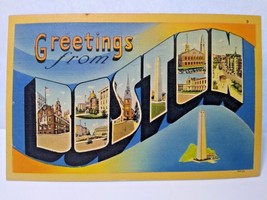Greetings From Boston Massachusetts Postcard Large Big Letter Buildings 1941 - £5.09 GBP