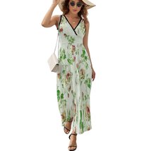 Mondxflaur Retro Rose Summer Dresses for Women V-neck Sleeveless Long Dress - £29.46 GBP