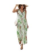 Mondxflaur Retro Rose Summer Dresses for Women V-neck Sleeveless Long Dress - £28.02 GBP+