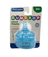 TOMY GumDrop Infant Nipples The First Years 2 Pack Blue 3m+ Medium Flow ... - £5.90 GBP