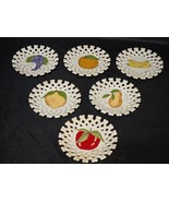 Vintage Ceramic Lace Fruit Coasters - Apple Orange Grape Pear Banana - S... - $430.58 MXN