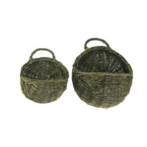 Scratch &amp; Dent Rustic Round Woven Wicker Wall Basket Set of 2 - £23.73 GBP