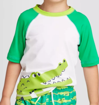 Toddler Boys&#39; Alligator Short Sleeve Raglan Rash Guard Swim Shirt 12M NWT - £11.03 GBP