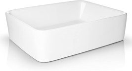 Rectangular White Ceramic Vessel Sink - Contemporary Above Counter, 19&quot; X 15&quot;. - £56.60 GBP
