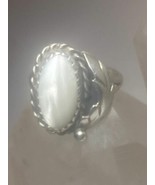 Mother of Pearl ring size 4.75 solitaire band southwest sterling silver ... - €38,01 EUR