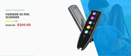 VORMOR X5 PRO X2 Voice Photo Translator Pen Scanner Multi Real-Time Language New - £59.33 GBP+