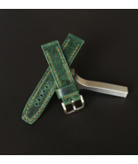 Distressed leather watch strap, Green premium wrist watch band 18-26mm H... - $90.18 CAD