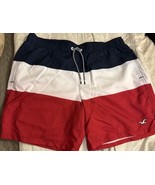 Hollister Swim Trunks Men&#39;s Size XL  Red, White &amp; Blue NEW! PATRIOTIC JU... - £14.89 GBP