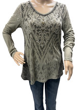 Miss Me Bedazzled Beaded Sequin Graphic Long Sleeve Top Shirt Size Medium - £11.77 GBP