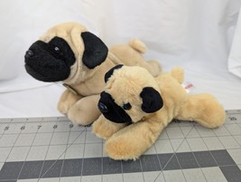 Miyoni by Aurora Pug Dog Plush Puppy Lot Tan Black Stuffed Animal Toy - $19.95