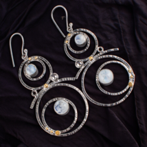 Rainbow Moonstone Gemstone 925 Silver Earring Handmade Jewelry Earring - £9.05 GBP