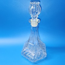 Vintage Anchor Hocking Wexford Flared Decanter Pressed Glass With Stoppe... - $34.97