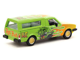 Volkswagen Caddy Pickup Truck w Camper Shell Green w Flames Graphics Rat Fink Co - £23.14 GBP
