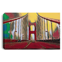 Canvas Print &quot;Digital Art Golden Gate Bridge&quot; (Red Theme) - £29.56 GBP+