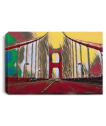 Canvas Print &quot;Digital Art Golden Gate Bridge&quot; (Red Theme) - $39.59